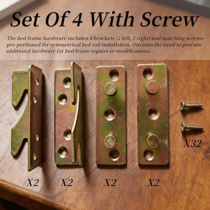 4PCS Bed Rail Brackets,Metal Bed Frame Bracket Hardware with Screw