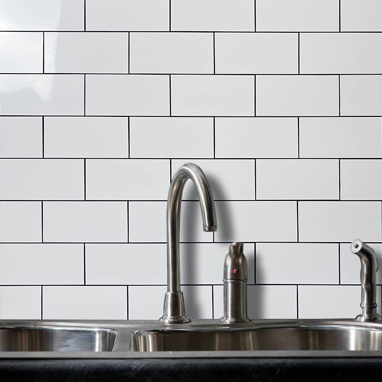 AULIGET 100-Piece Polished White Thick PVC Peel and Stick Backsplash, 3" x 6" Waterproof Subway Tile Peel and Stick Wall Tiles for Kitchen & Bathroom - color: Polished White Tile Look