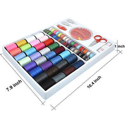 Sewing Kit with 100 Basic Sewing Accessories, 64 Spools of Thread Mini Sewing kit for Beginners,Traveller, Emergency, Whole Family to Mend and Repair