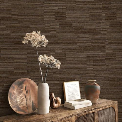 YXTII 20.8" x 196.8" Textured Peel and Stick Wallpaper, Brown Grasscloth Self Adhesive Wallpaper for Bedroom Bathroom Laundry Room RV Stick and Peel Wall Paper Thickened - color: Brown, size: 20.8" x 196.8"