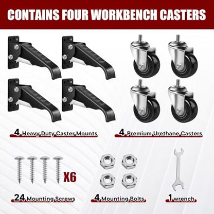 SPACECARE Retractable Workbench Casters Kit, 700 lbs Capacity 4 Pack - style: 700