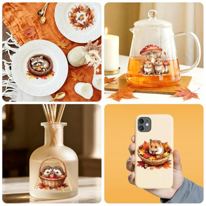Peacoblue Autumn Animals Pumpkin Rub On Transfers Sticker for Craft - style: Autumn Animals with Pumpkins