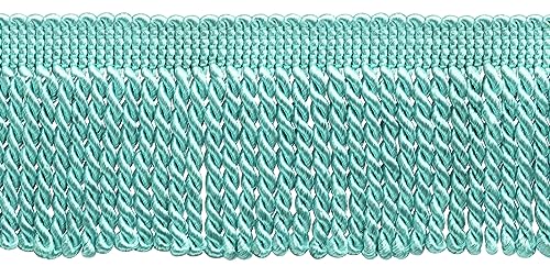 DÉCOPRO DCOPRO 2 1/2" (6cm) Bullion Fringe Trim Style# EF25 Aquatic Blue #M17 (Light Teal Blue) 5 Yards (4.5m/15 ft) Polyester - color: Aquatic Blue #M17 (Light Teal Blue), size: 2 1/2" (6cm)