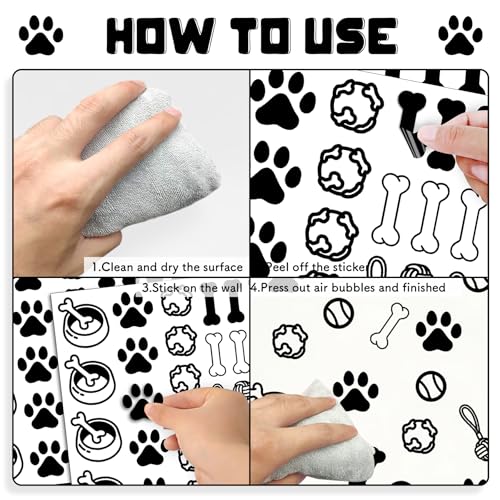 Dog Paw Wall Decals, 6 Sheets 168 Pcs - color: Paw Print