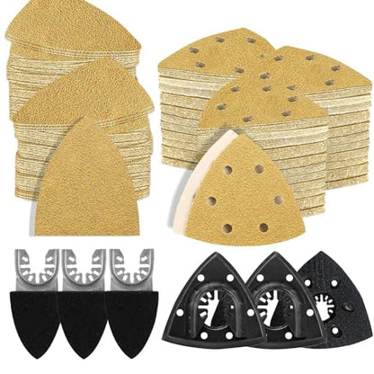 186PCS Oscillating Tool Sandpaper Kit MultiTool Detail Sander pads Include Triangle & Finger Sandpapers fit DeWalt Tools etc Sanding Door Frame Old Furniture Wide range of grits for different projects - style: 186pcsMixed set 93mmTriangle & Finger