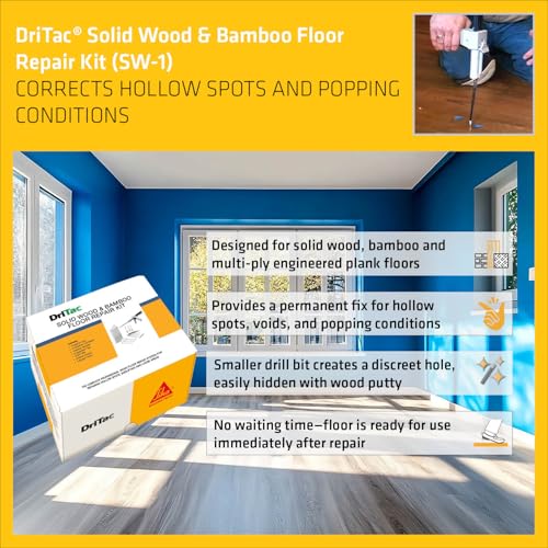 Sika DriTac - Floor Repair Adhesive - SW-1 Solid Wood and Bamboo Floor Repair kit - White - Corrects voids and Popping Wood Conditions - Full kit