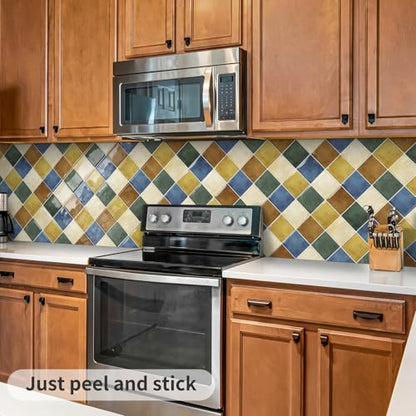 DEWOO Peel and Stick Backsplash Self Adhesive Wall Tiles Colourful 10-Sheet - color: Multicoloured