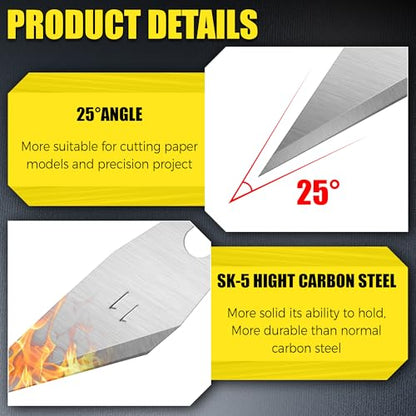 100 Pack Exacto Knife Blades, SK5 Steel #11 Blades with Storage Box, Suit for art, Carving and Scrapbooking, Exacto Blades Refills Cut Paper, Stencils and Models with Control - size: 100-PCS