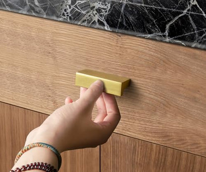 Goo-Ki 12pcs Cabinet Handles Brushed Gold Finger Pulls Drawer Pull - 1-1/4 in (32mm) Hole Centers Kitchen Hardware Bar Cabinet Pulls Solid Aluminum Material - color: Brushed Gold, size: 1-1/4 Inch Hole Center