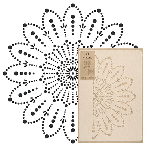 NAKLEO Painting Large Stencil, Diameter 23.6”, Crochet Lace Mandala Stencil, Reusable Plastic Template, Art Craft DIY, Big Geometric Orient Pattern for Painting Wall Floor Wood Fabric Furniture - color: Crochet Lace, size: M