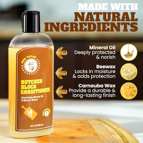 John Taylor Food Grade Mineral Oil Cutting Board Oil Wood Conditioner,12oz