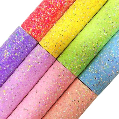 Sparkly Diamond Candy Color Chunky Glitter Fabric Sheets, Shiny Pastel Macaroon Faux Leather for DIY Crafting, 8 x 12 Inch (Diamond Candy) - color: Diamond Candy
