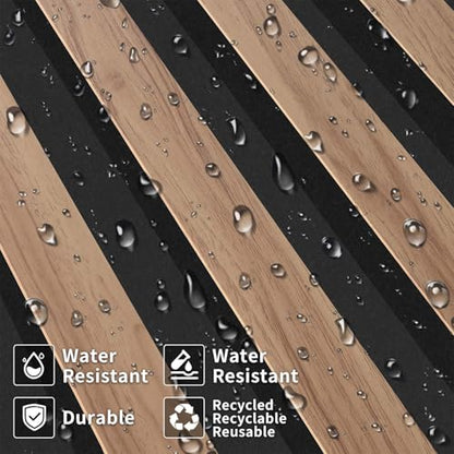 8-Pack Teak Wood Grain 3D WPC Wall Panels with Adhesive, Peel and Stick Wall Panels for Accent Wall, Covers 82.15 Sq Ft, for Luxury Living Room & Bedroom Decor - size: 16" × 94"
