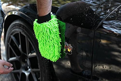 The Rag Company - Premium Chenille Microfiber Knobby Wash Mitts - Perfect for Car Washing and Detailing; Scratch-Free, Lint-Free, Double-Sided, Plush, and Absorbent; Lime Green (2-Pack) - color: Lime Green