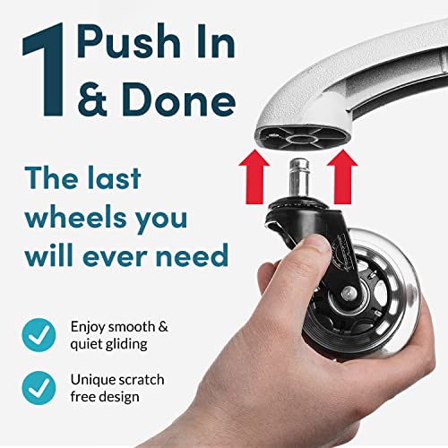 Lifelong Office Chair Wheels Replacement, Heavy Duty, 5-Pack Universal Fit - color: Clear, size: 3 Inch