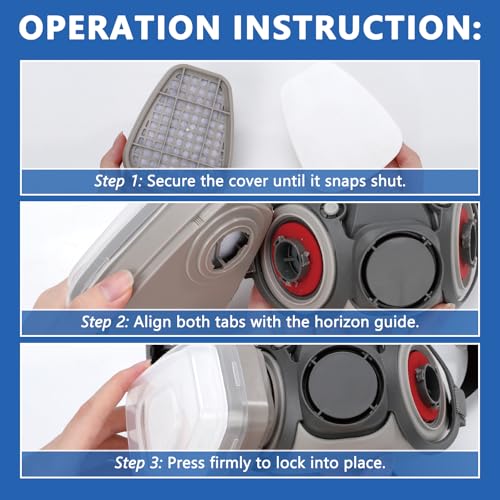 Reusable Respirator Gas Mask with Goggles, Adjustable Strap for Painting