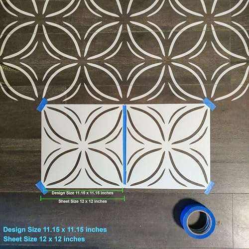 2 Pcs 12" x 12" Tile Stencil Painting Stencil for Walls and Floors - Reusable - Stencils for Painting - Stencil for Home Decor (Leaf Lattice) - style: Leaf Lattice