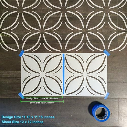 2 Pcs 12" x 12" Tile Stencil Painting Stencil for Walls and Floors - Reusable - Stencils for Painting - Stencil for Home Decor (Leaf Lattice) - style: Leaf Lattice