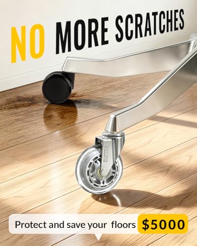 HOLKIE Office Chair Wheels Universal Fit Lounge Chair Silver - color: Silver