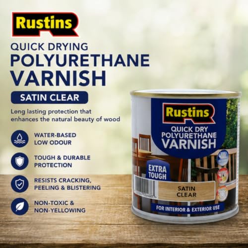 Rustins Quick Dry Polyurethane Varnish Satin Clear 250ml | 8.5 Fl. Oz. - color: Clear, size: 250ml