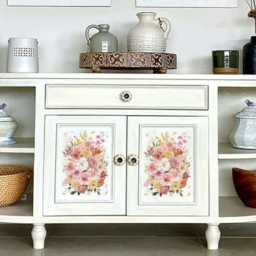 OLYCRAFT 3 Sheets/Set Roses Flowers Transfer Sticker 6x12 Inch Rub on Transfers for Furniture and Craft Floral Furniture Transfer Sticker Decals Rub on Decals for Wood Glass Ceramic Home Decoration - style: Liliy