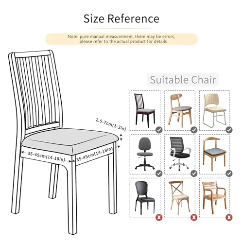 FORCHEER PU Leather Dining Chair Seat Cover Set of 6 Off-White Square 14-18inch Waterproof Kitchen Chair Seat Covers Removable Washable (PU-Off-White) - color: Pu-off-white, size: 6 Pieces