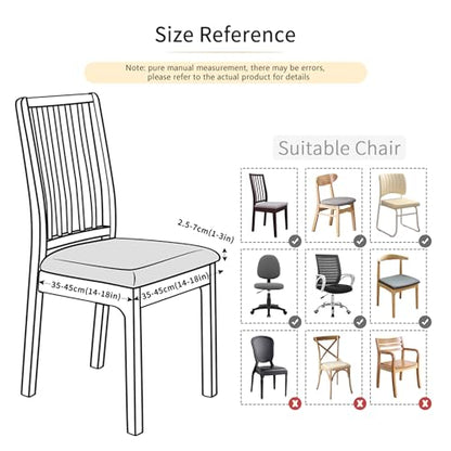 FORCHEER Waterproof PU Leather Chair Seat Covers Set of 4 Black Stretch Dining Room Chair seat Covers Kitchen Chair Seat Slipcovers 18inch Removable Washable - color: Pu-black, size: 4 Pieces