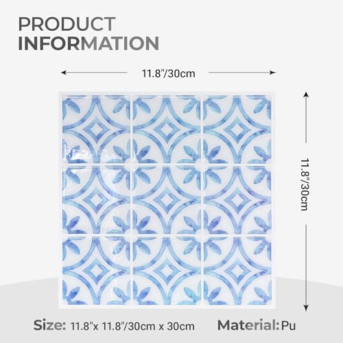5 Pcs Peel and Stick Backsplash,3D Adhesive Wall Tiles-Blue Brick - color: Blue Brick, size: 12"x12"（5 Sheets）