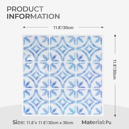 5 Pcs Peel and Stick Backsplash,3D Adhesive Wall Tiles-Blue Brick - color: Blue Brick, size: 12"x12"（5 Sheets）