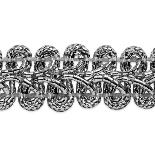 Gimp/Woven Braid Trim by The Yard (Metallic Silver) - color: Metallic Silver