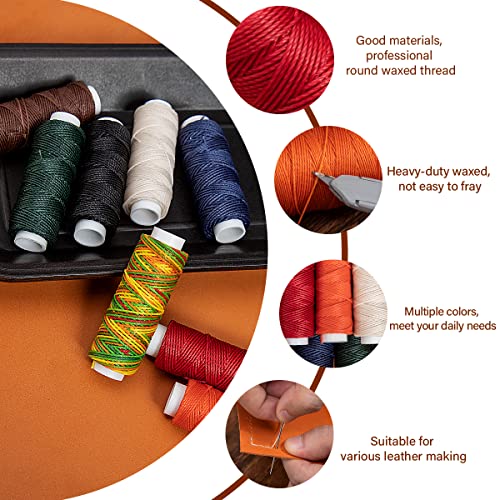 WUTA Leather Sewing Kit, Leather Stitching Kit with Sewing Awl, Needles, Waxed Thread, Upholstery Repair Kit, Heavy Duty Sewing Tools for Hand Stitching Car Seats, Sofa, Carpets, Shoes, DIY Craft - color: Set a