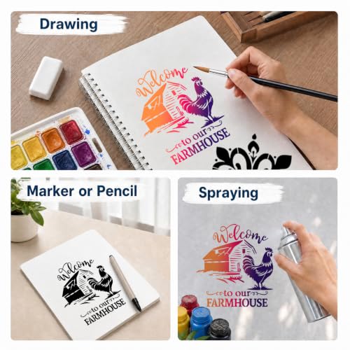 AFRITEE Fun Animal Stencils for Painting on Wood Farmhouse Reusable Crafts - style: Welcome