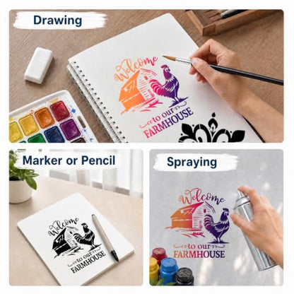 AFRITEE Fun Animal Stencils for Painting on Wood Farmhouse Reusable Crafts - style: Welcome