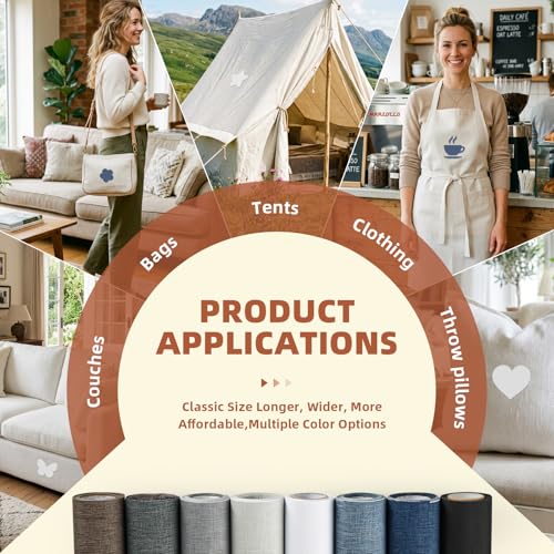 Fabric Repair Patch, Self Adhesive Couch Tape for Cloth Furniture - color: Linen Black, size: 17X79 Inch