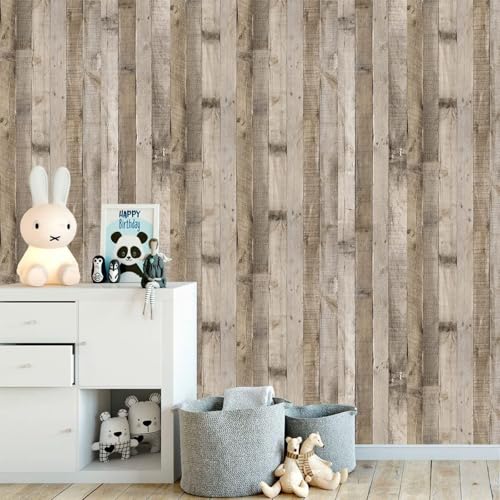 Yun-aeon Natural Wood-Grey Contact Paper Peel and Stick Wallpaper - color: Natural Wood-grey, size: 34.6" x 480"