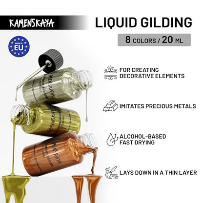 KAMENSKAYA Liquid Bronze Leaf Paint - Alcohol Based Fast Drying Bronze Liquid Leaf, 3.38 fl oz (100 ml) - color: Bronze, size: 3.38 Fl Oz (Pack of 1)