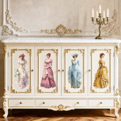 Peacoblue Victorian Woman Rub On Transfers for Furniture Craft 6"x12" - style: Victorian Woman
