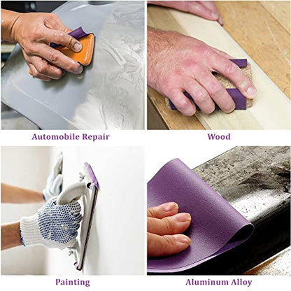 LotFancy 60 to 2000 Grit Sandpaper Assortment, 30PCS 9 x 11” White Fused Alumina Wet Dry Sanding Sheets, for Automotive Metal Sanding Polishing, Wood Finishing, Purple - size: Assorted Grit