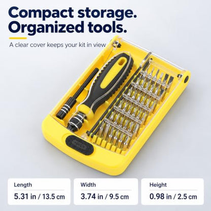 38 PCS Precision Screwdriver Set Electronics Repair Tool Kit - color: Black Yellow, size: 38PCS
