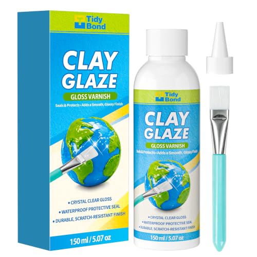 150ML Air Dry Clay Glaze, High Gloss Varnish & Protective Craft Sealer, Helps Prevent Cracking & Scratches for Pottery, Ceramics, Art Painting & DIY Crafts, Non-Toxic