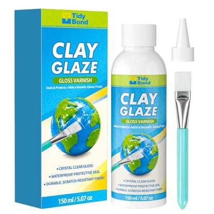 150ML Air Dry Clay Glaze, High Gloss Varnish & Protective Craft Sealer, Helps Prevent Cracking & Scratches for Pottery, Ceramics, Art Painting & DIY Crafts, Non-Toxic