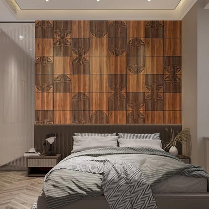 3D Wall Panels, 4-Pack 62 Sq Ft, Teak Wood Grain Peel and Stick Wall Panels, Self-Adhesive PVC Wall Paneling for Living Room, Bedroom & Accent Wall