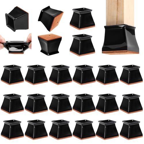 CHUNZEXI 24 Pack Square Chair Leg Floor Protectors for Hardwood Floors - color: Black-24pack, size: Square S