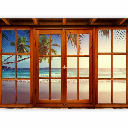 artgeist - Peel and Stick Wall Mural, Living Room Tropical Island 77x55 in - color: #07, size: 55"x77"