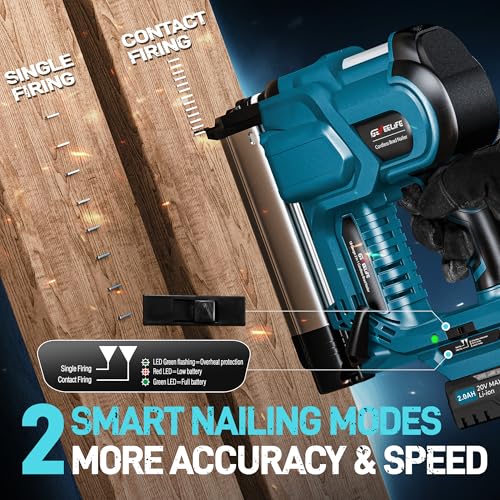Cordless 2" Brad Nailer for Wood, 2-in-1 18GA Nail Gun, 2×2.0Ah Batteries