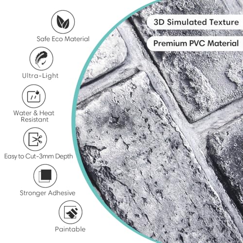 Commomy 3D Wall Panels Peel and Stick Faux Brick 10 Pcs 11.8" x 11.8" - color: Brick-WRC