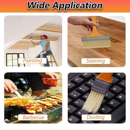 9Pack Chip Paint Brushes Soft Bristles Wall Painting Brush Varnish Wood Stain Brush Set for Furniture Fence Flat Brushes for Painting Oil Acrylic 1 1.5 2 2.5 3 4 5 6 8 inch