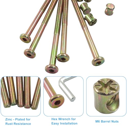 M6 X 90mm Barrel Bolt Nuts, 10 Pack - size: M6(90mm)