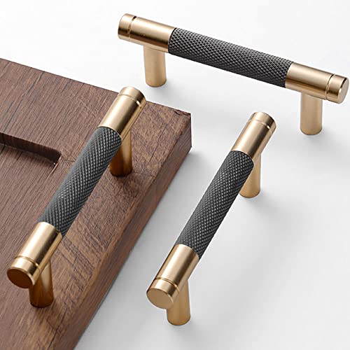 10 Pack 3 Inch 76 mm Bar Cabinet Pulls Gold and Grey Knurled Handles for Brushed Gold Drawer Pulls Cupboard Aluminum Handles - color: Gold and Grey, size: 3 Inch