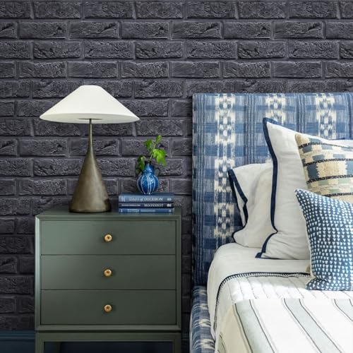 COMSTICKC 3D Faux Brick Wall Panels Peel and Stick, 10 Pcs 11.8" x 11.8" - color: Dark Gray
